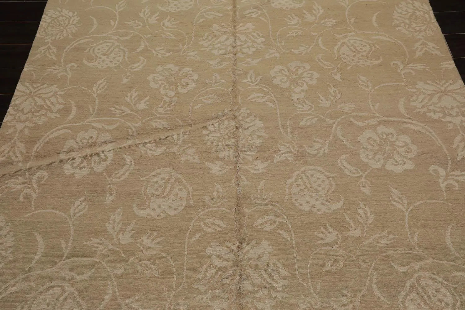 Lapchi Hand Knotted Wool & Silk Scroll Loop Pile Tibetan Area Rug Beige 6’ x 8’11”-3