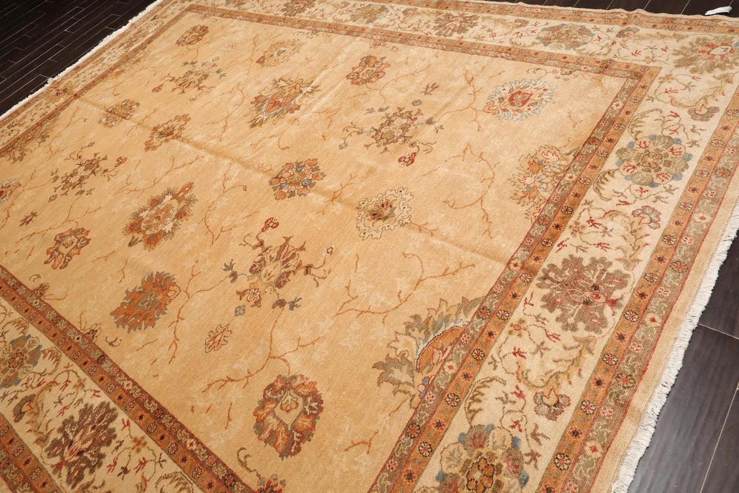 9'4'' x 12'8'' Hand Knotted 100% Wool Rare Egyptian Oushak Area Rug Tan Beige-3