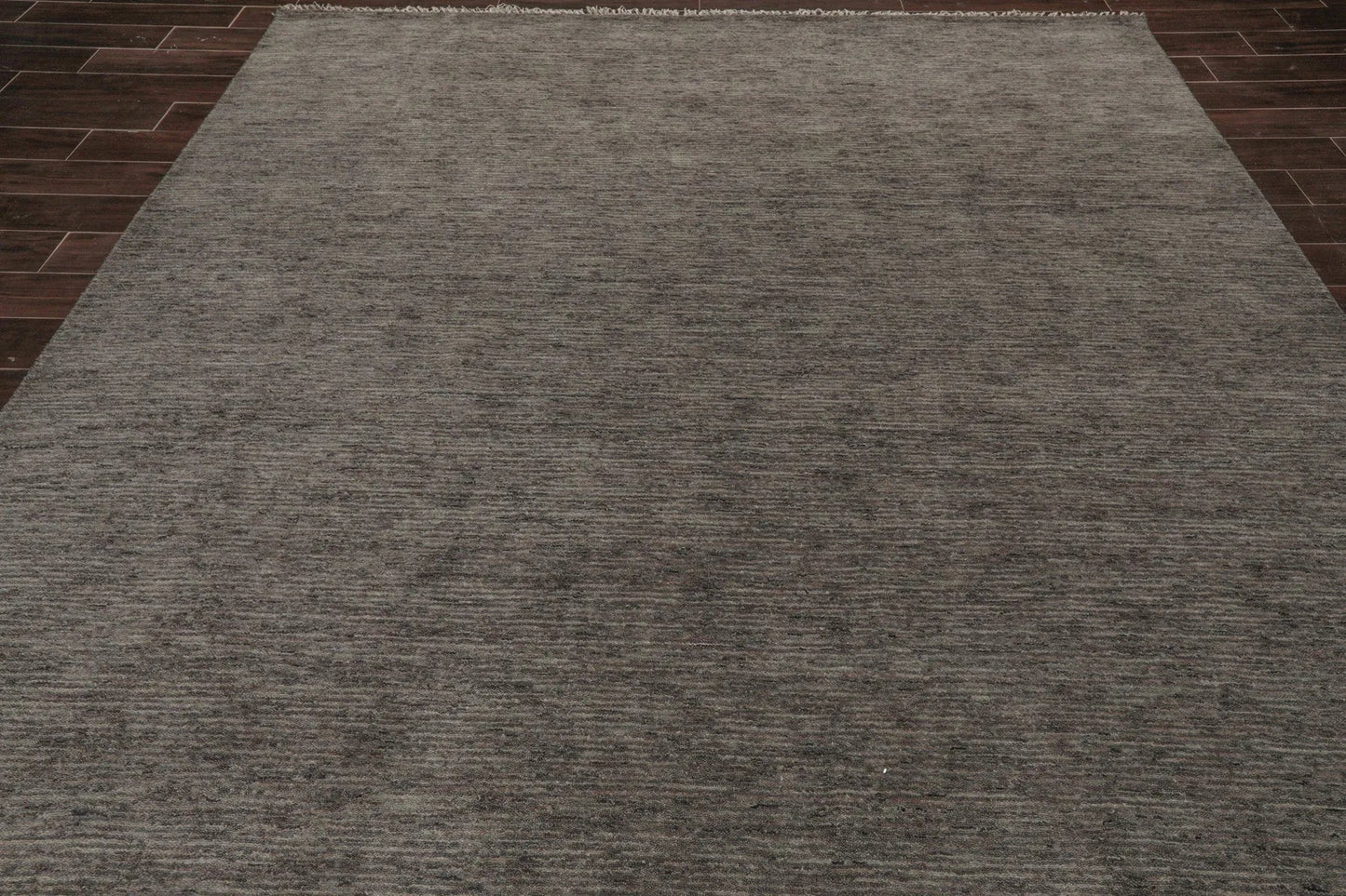 Multi Size Hand Loomed Solid 100% Wool Oriental Area Rug Gray, Tone On Tone Gray Color-3