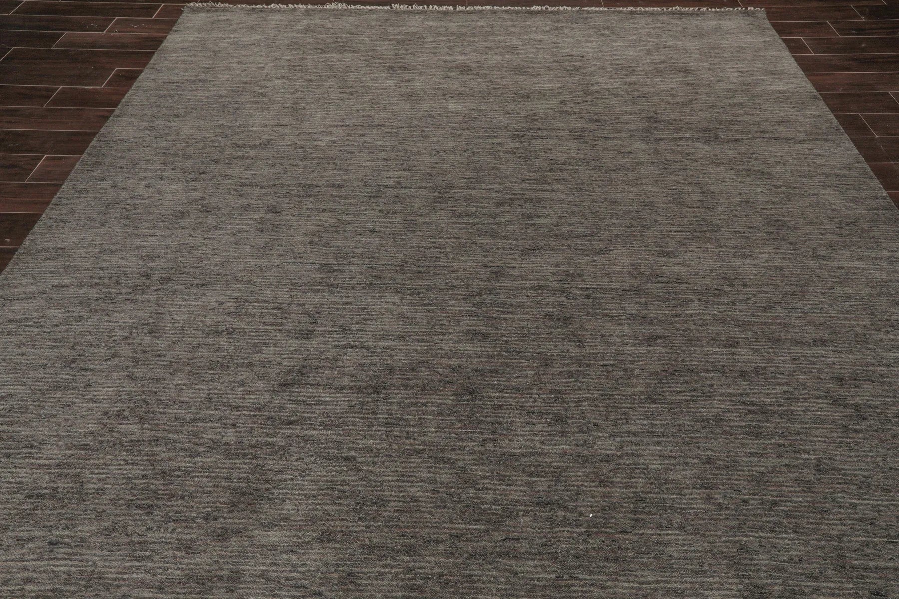 Multi Size Hand Loomed Solid 100% Wool Oriental Area Rug Gray, Tone On Tone Gray Color-3