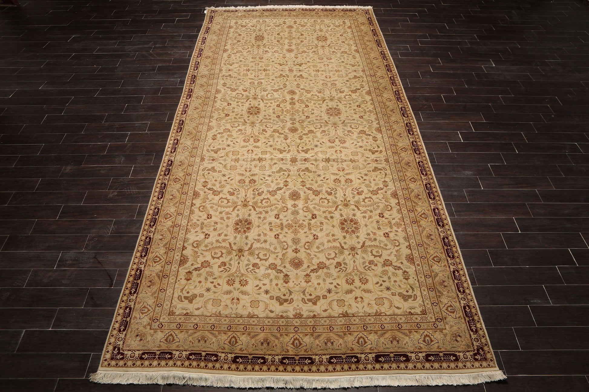 7’5" x 16’ Hand Knotted Palace Runner 150 KPSI Wool Oriental Area Rug Beige-1