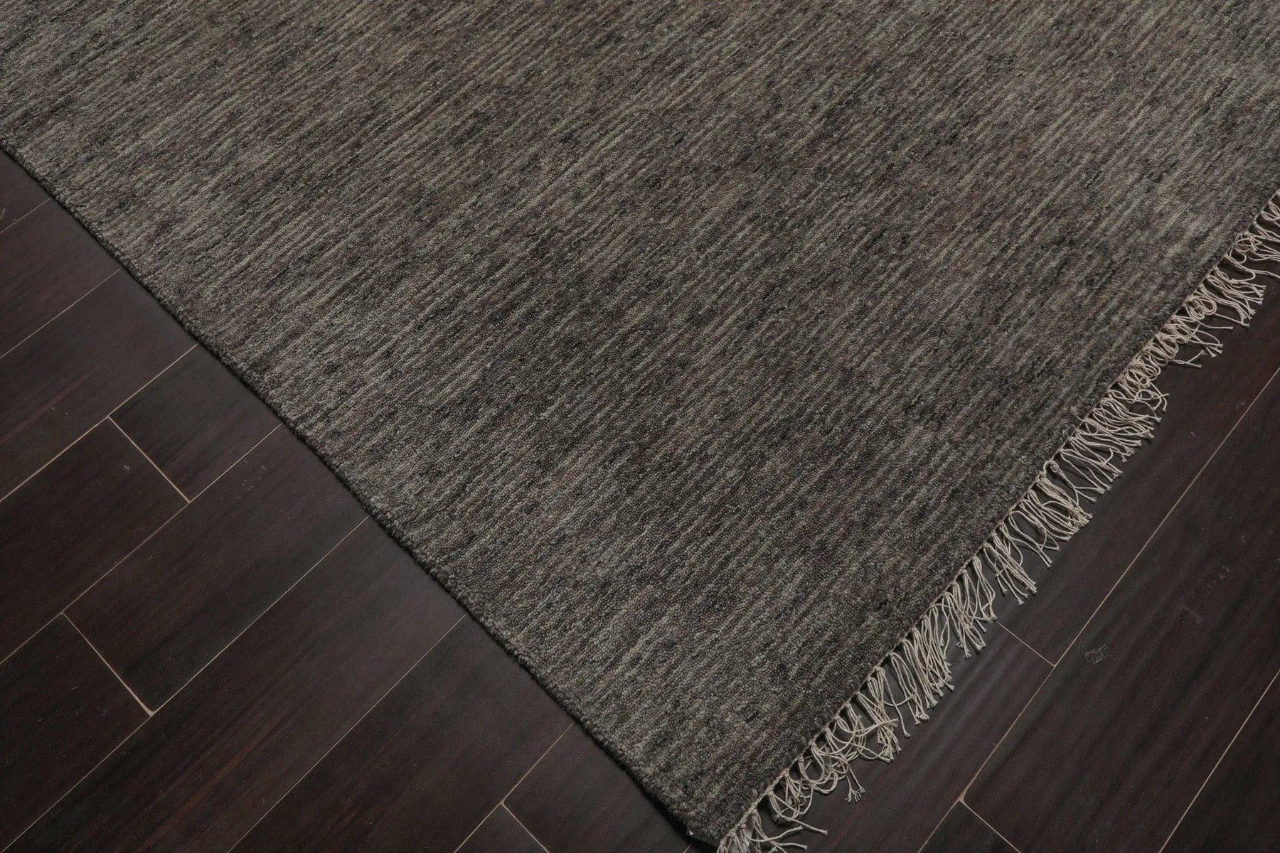 Multi Size Hand Loomed Solid 100% Wool Oriental Area Rug Gray, Tone On Tone Gray Color-4
