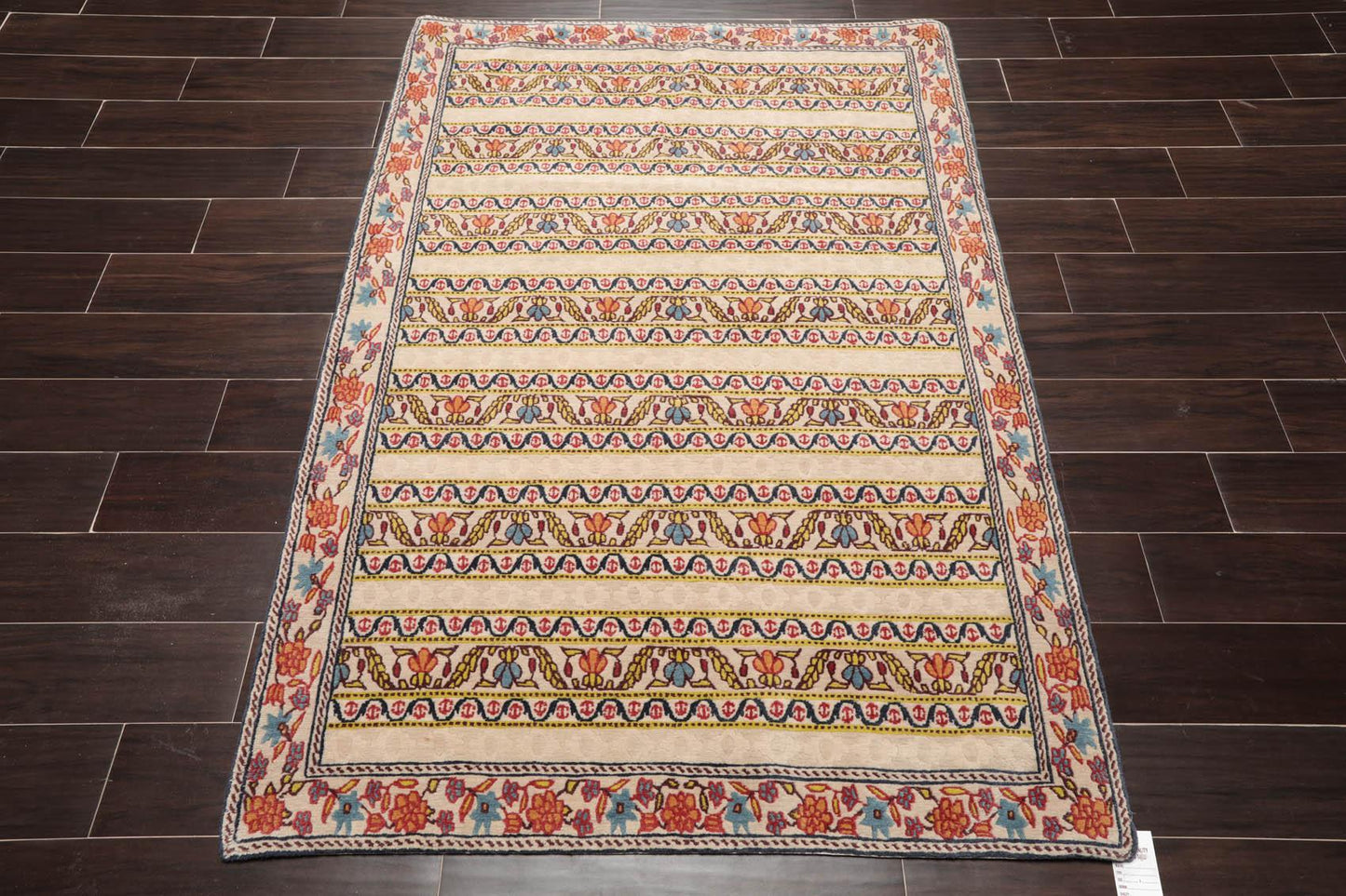 4' x 5'9" Hand Knotted Tibetan 100% Wool Arts & Craft Oriental Area Rug Beige-1