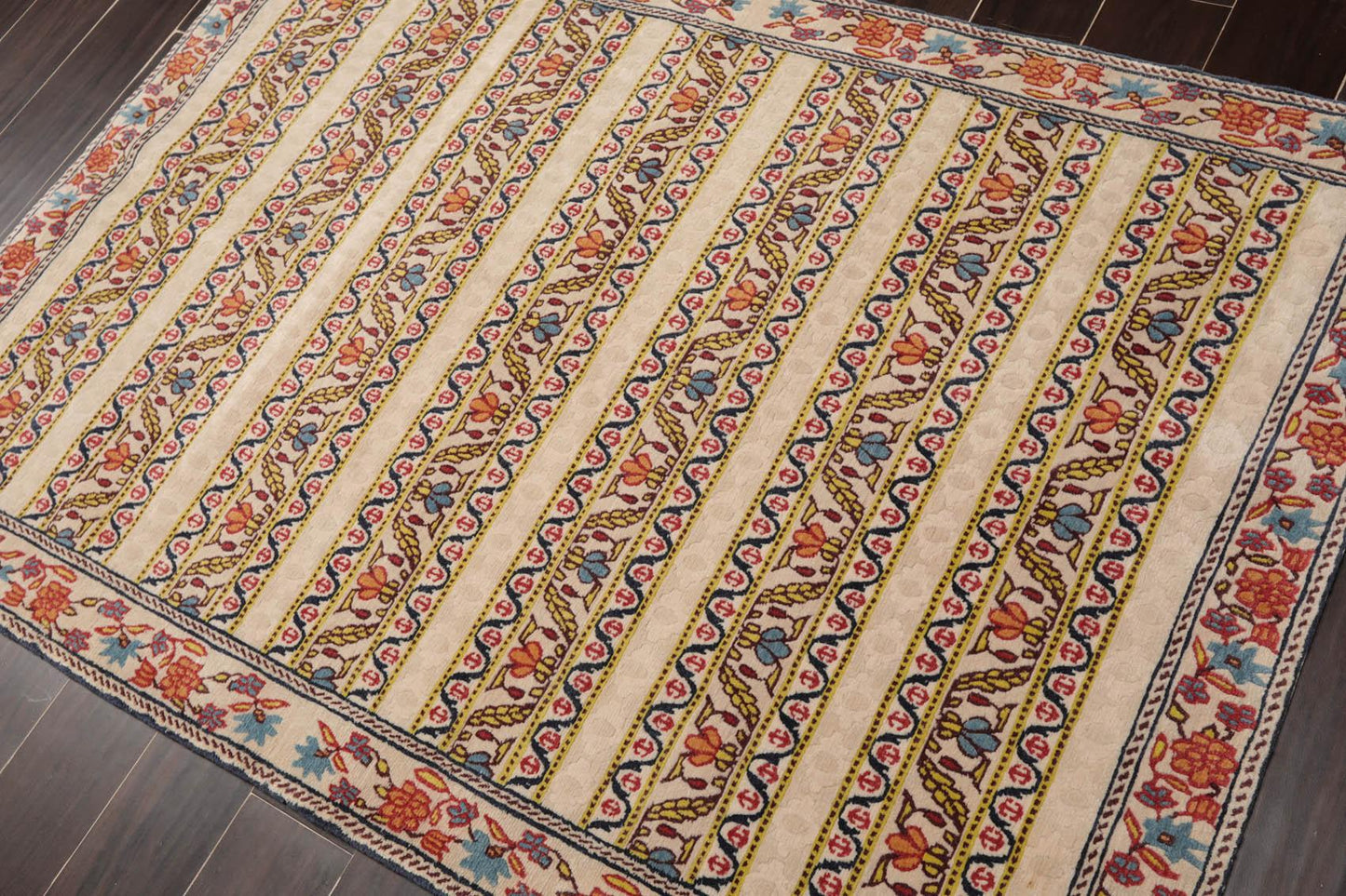 4' x 5'9" Hand Knotted Tibetan 100% Wool Arts & Craft Oriental Area Rug Beige-2