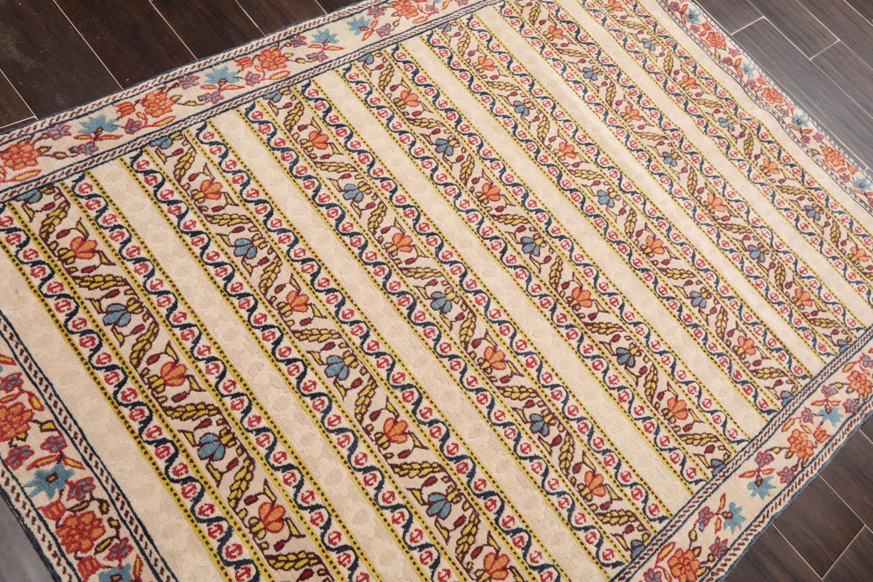 4' x 5'9" Hand Knotted Tibetan 100% Wool Arts & Craft Oriental Area Rug Beige-3