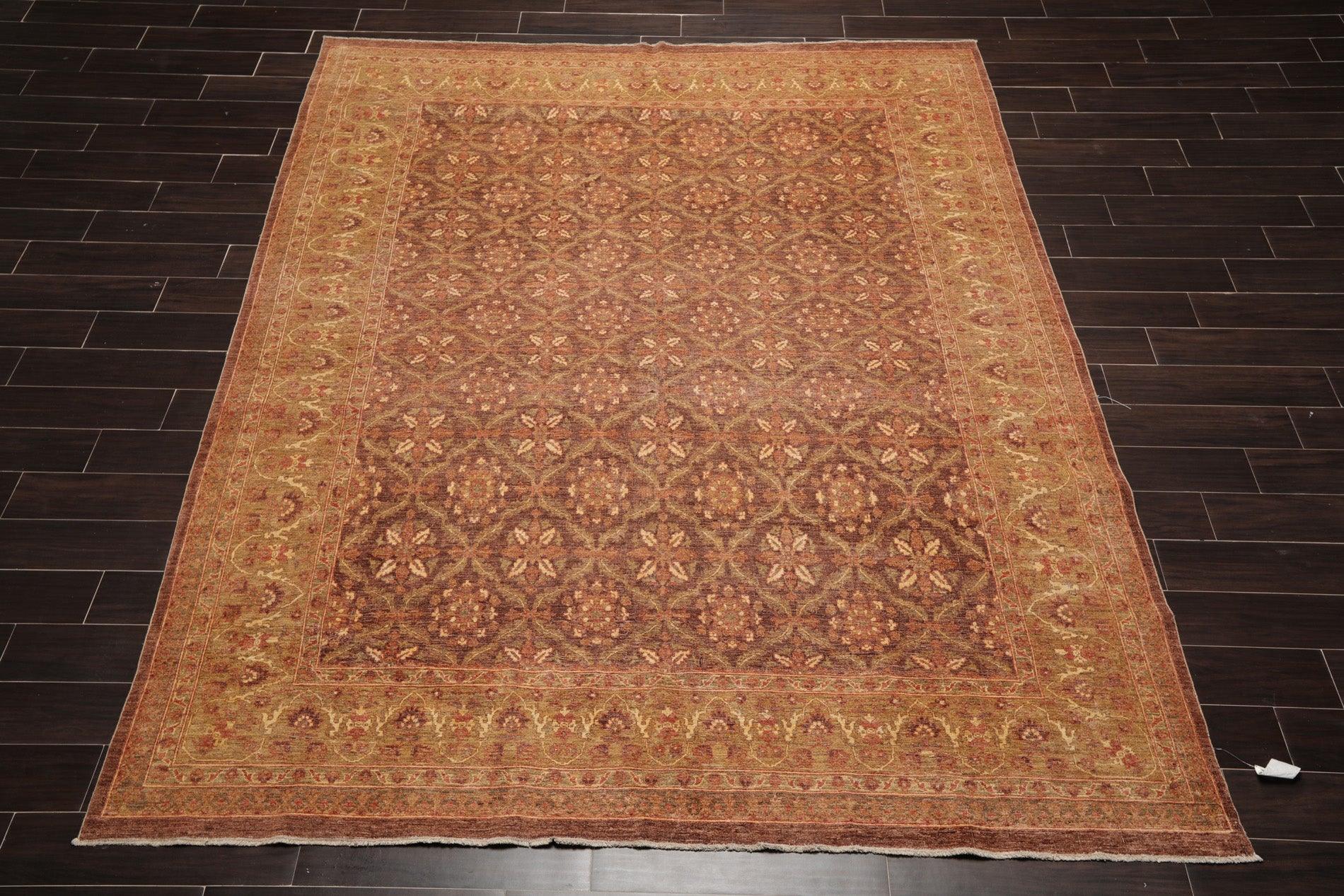 8' x 9'8" Hand Knotted 250 KPSI Distress Finish Afghan Area Rug Brown by Ariana-1