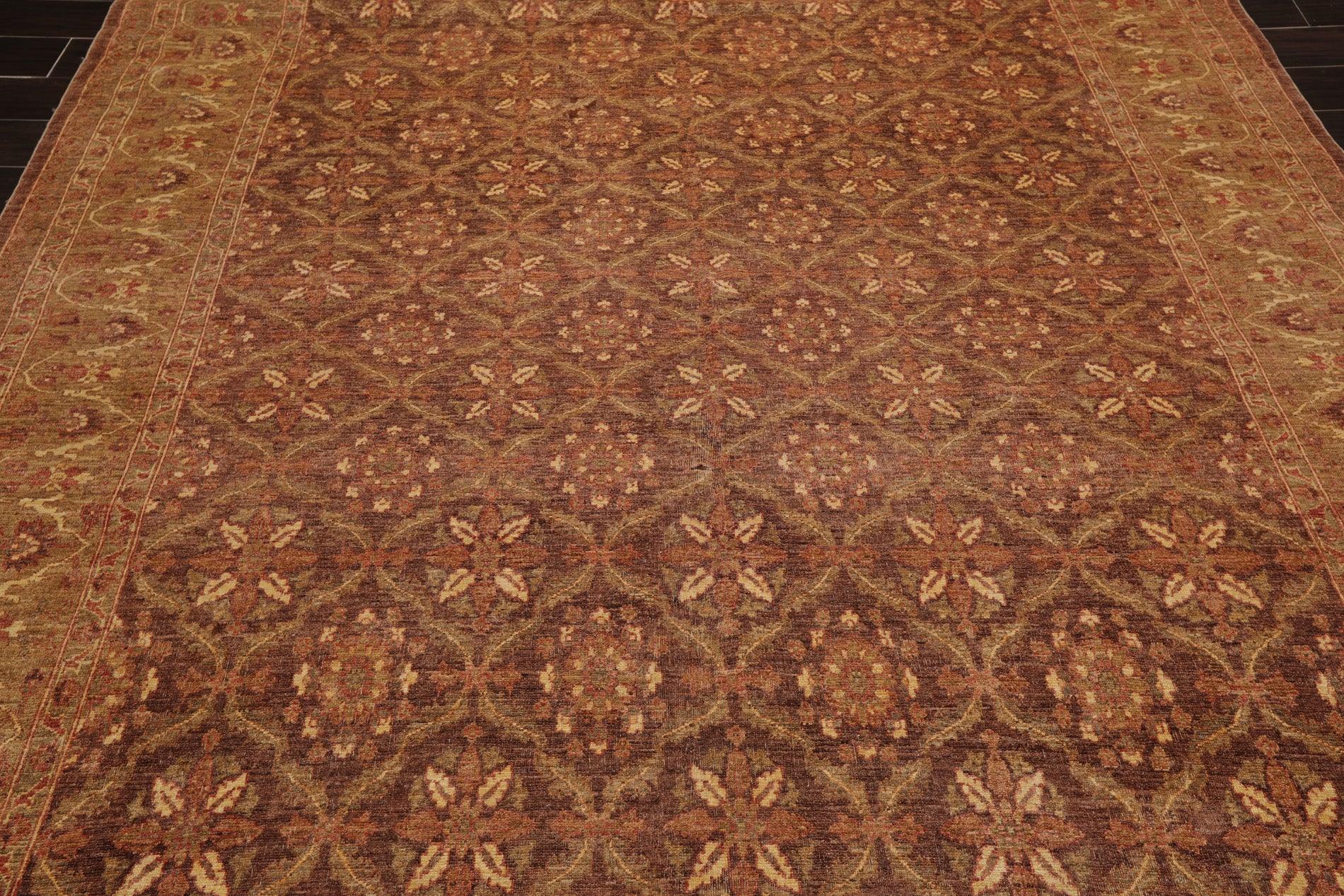 8' x 9'8" Hand Knotted 250 KPSI Distress Finish Afghan Area Rug Brown by Ariana-4