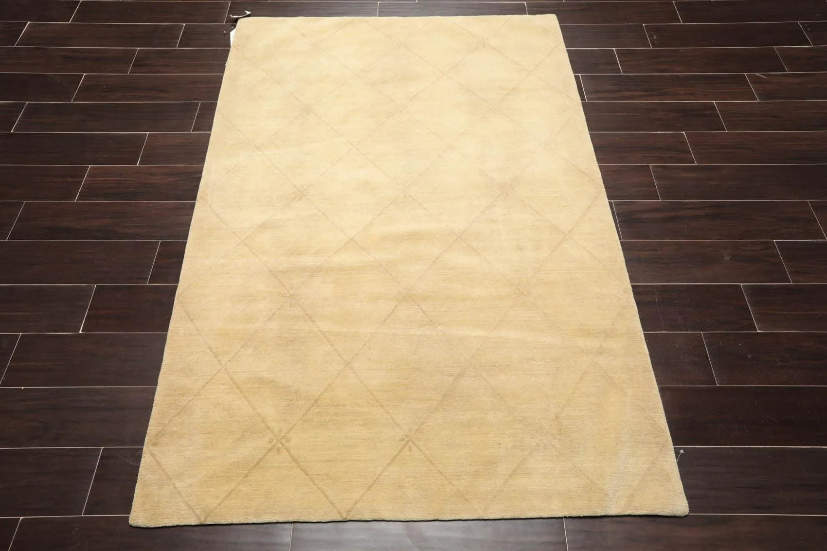 4'2'' x 5'11'' Hand Knotted Tibetan Wool Diamond Oriental Area Rug Pistachio-1