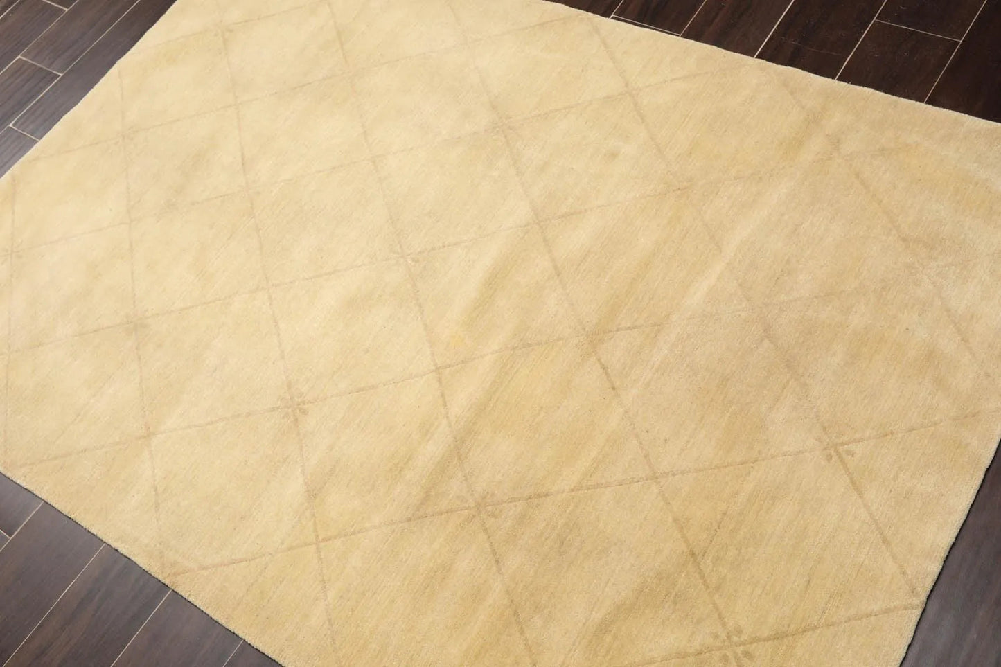 4'2'' x 5'11'' Hand Knotted Tibetan Wool Diamond Oriental Area Rug Pistachio-2