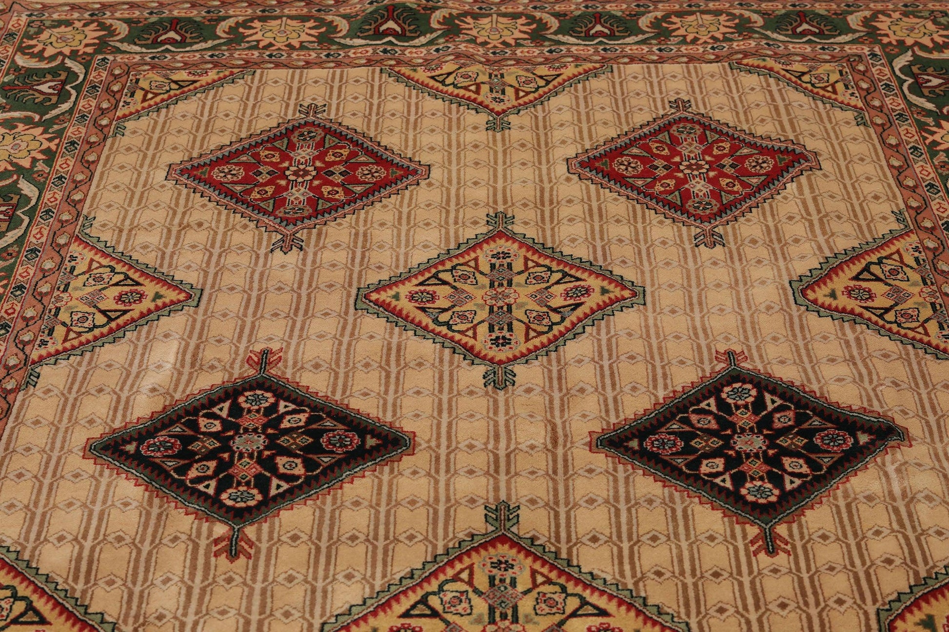 6' x 8'10" Hand Knotted Superfine 100% Wool Traditional Oriental Area Rug Beige-4