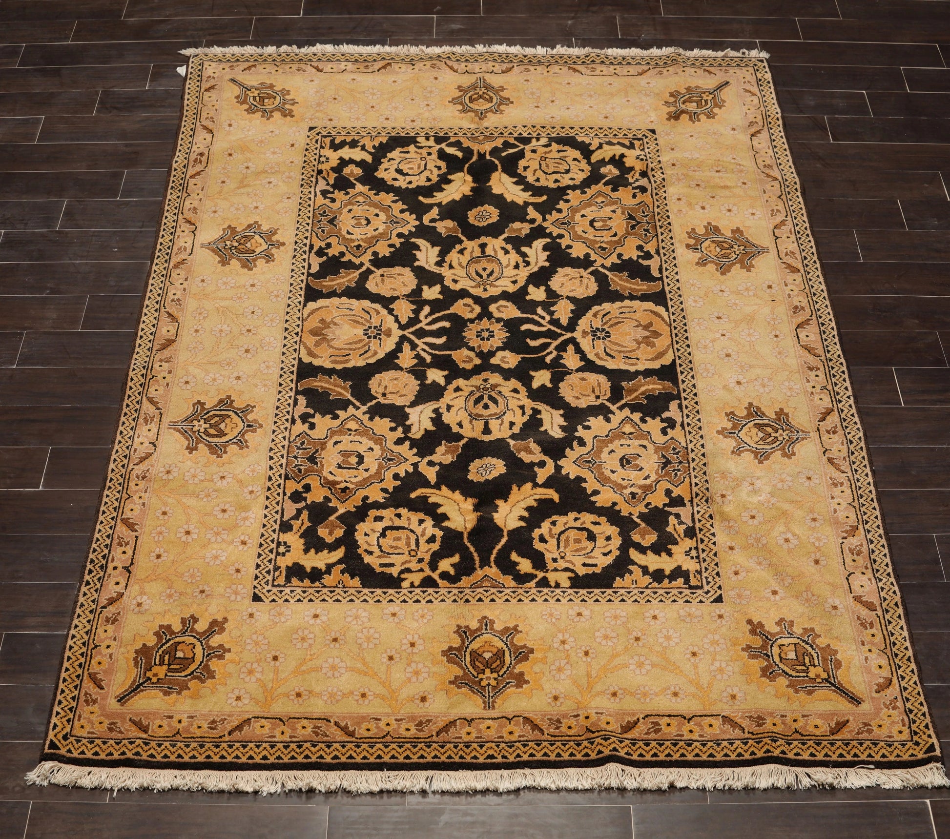 6' x 9' Hand Knotted 100% Wool Traditional Oriental Area Rug 6x9 Dark Chocolate-1