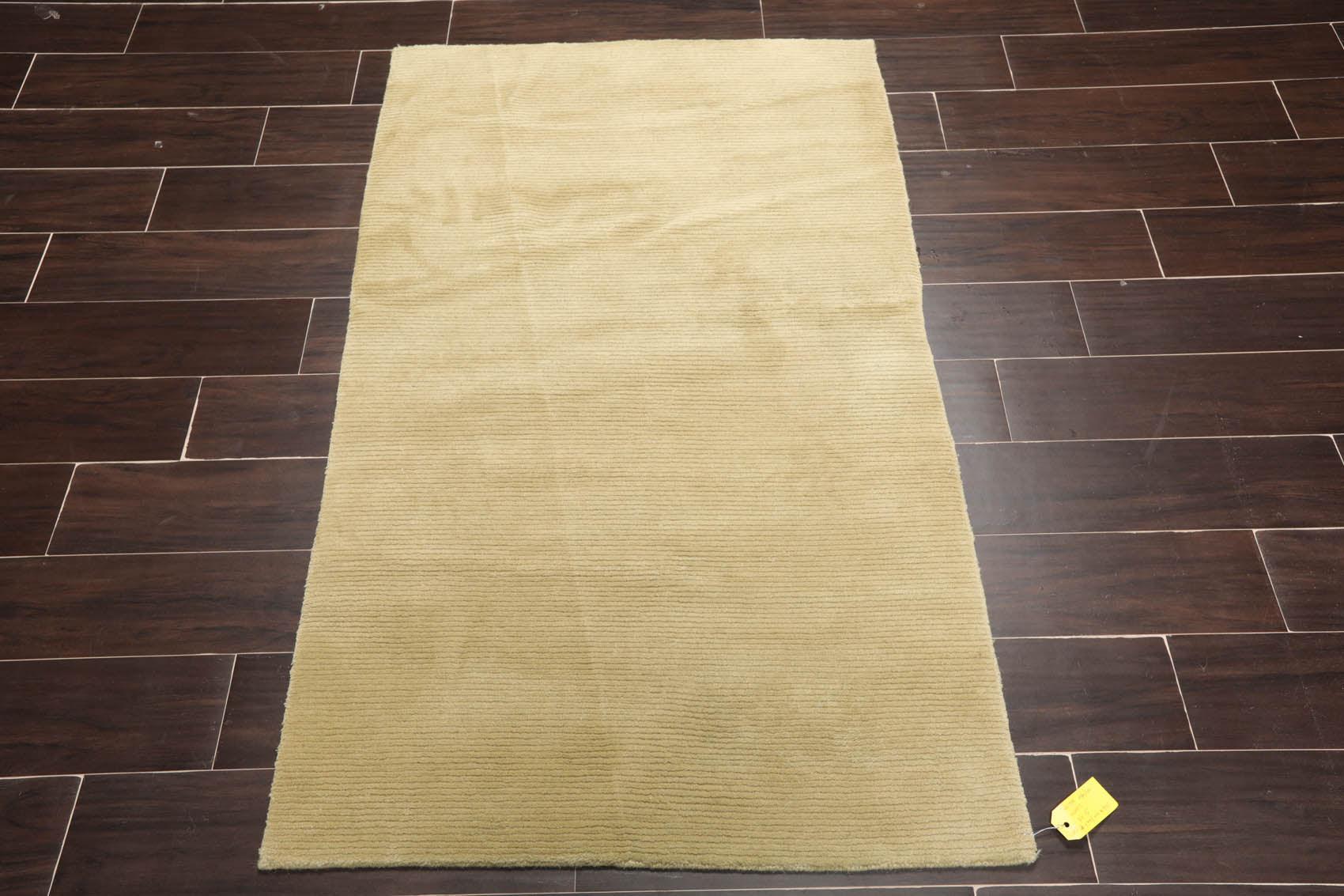 2'11" x 4'9" Hand Knotted Tibetan 100% Wool Ribbed Modern Area Rug Mint-1