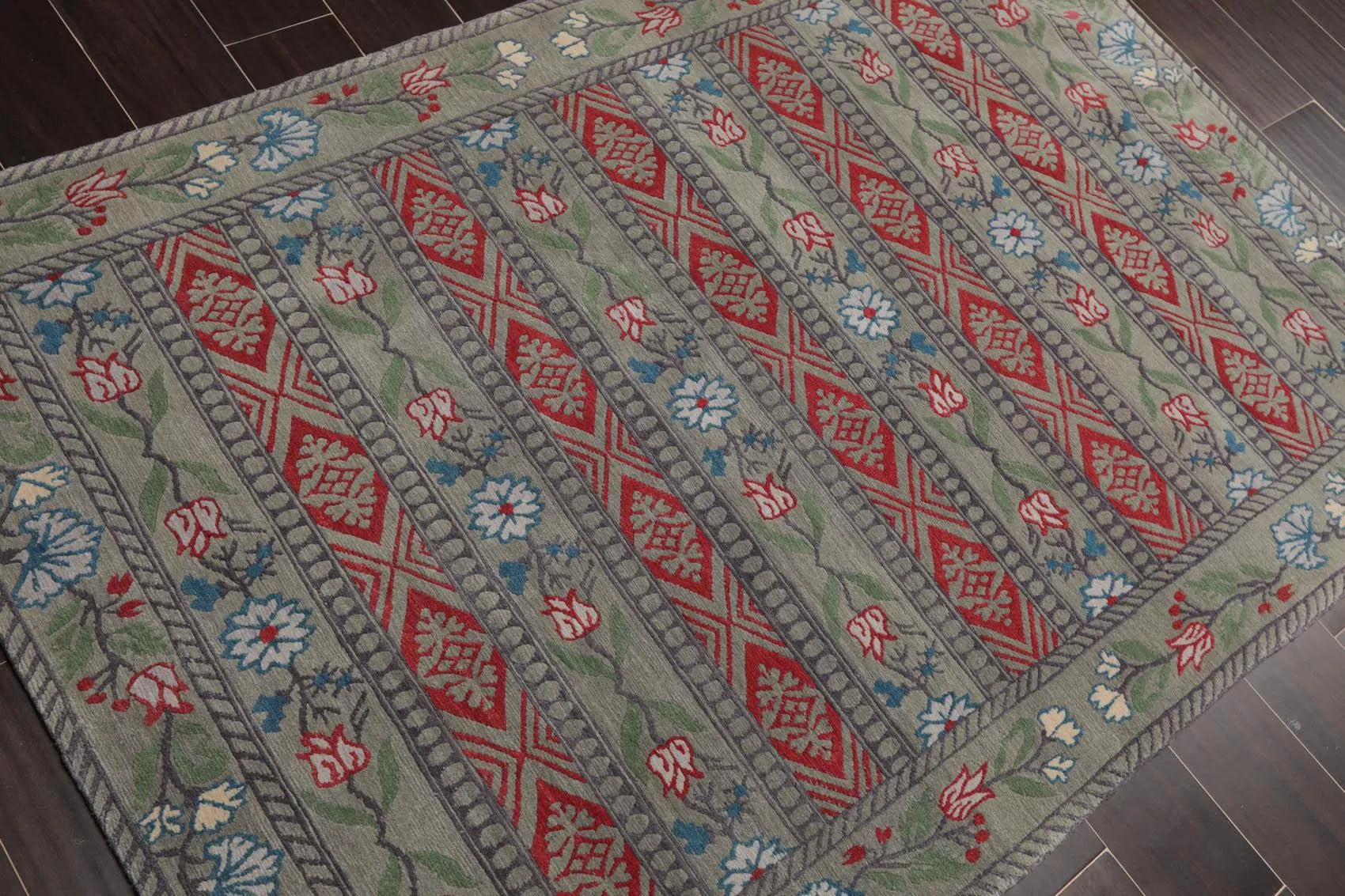4' x 6' Hand Knotted Tibetan 100% Wool Patterned Oriental Area Rug Celadon-3