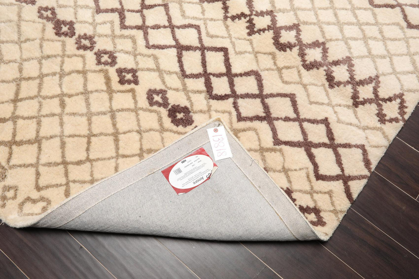 5' x 7'4" Handmade 100% Wool Modern Moroccan Oriental Area rug Ivory Gray Brown-3