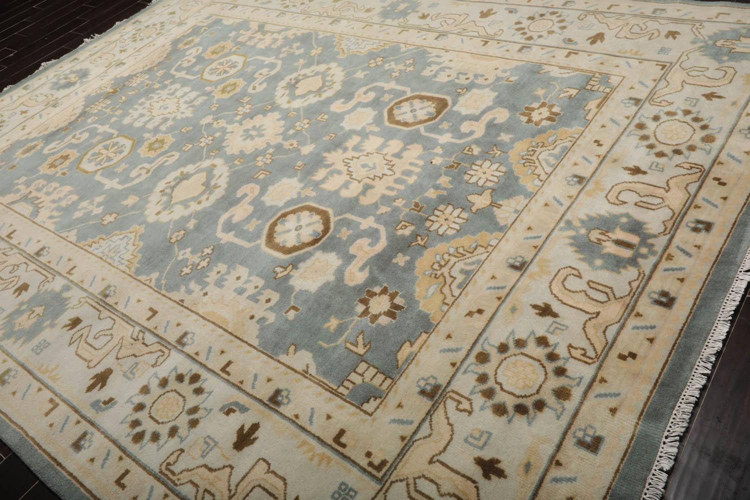 Muted Turkish Oushak 9'2" x 11’10” Hand Knotted 100% Wool Area Rug Celadon-1