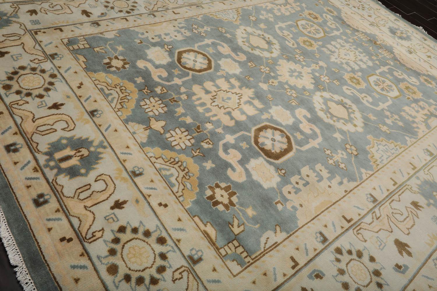 Muted Turkish Oushak 9'2" x 11’10” Hand Knotted 100% Wool Area Rug Celadon-2