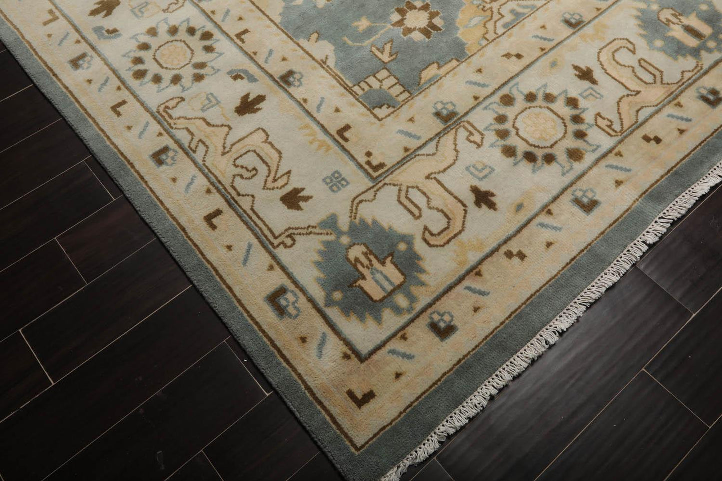 Muted Turkish Oushak 9'2" x 11’10” Hand Knotted 100% Wool Area Rug Celadon-3