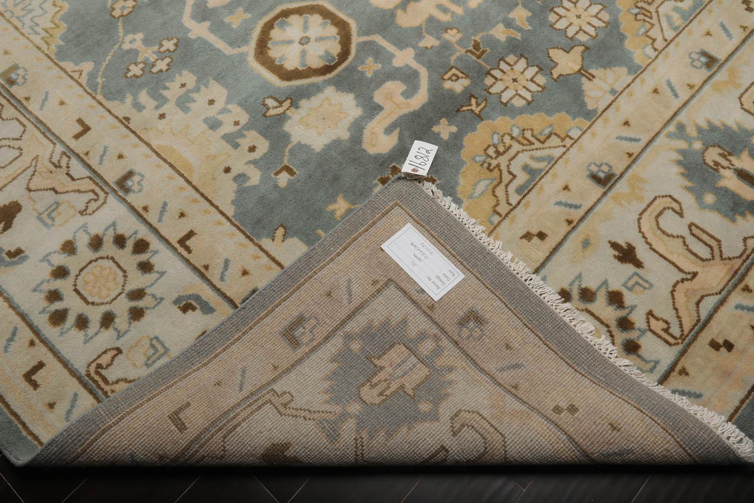 Muted Turkish Oushak 9'2" x 11’10” Hand Knotted 100% Wool Area Rug Celadon-4