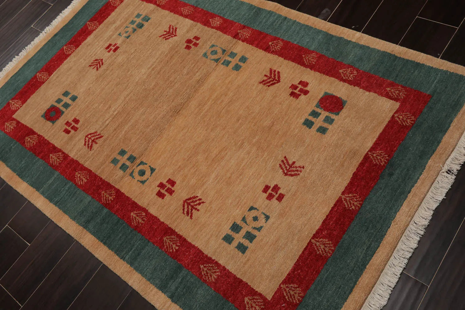 4x6 Beige Hand Knotted Tibetan Contemporary Gabehh Pictorial Wool Oriental Area Rug-3