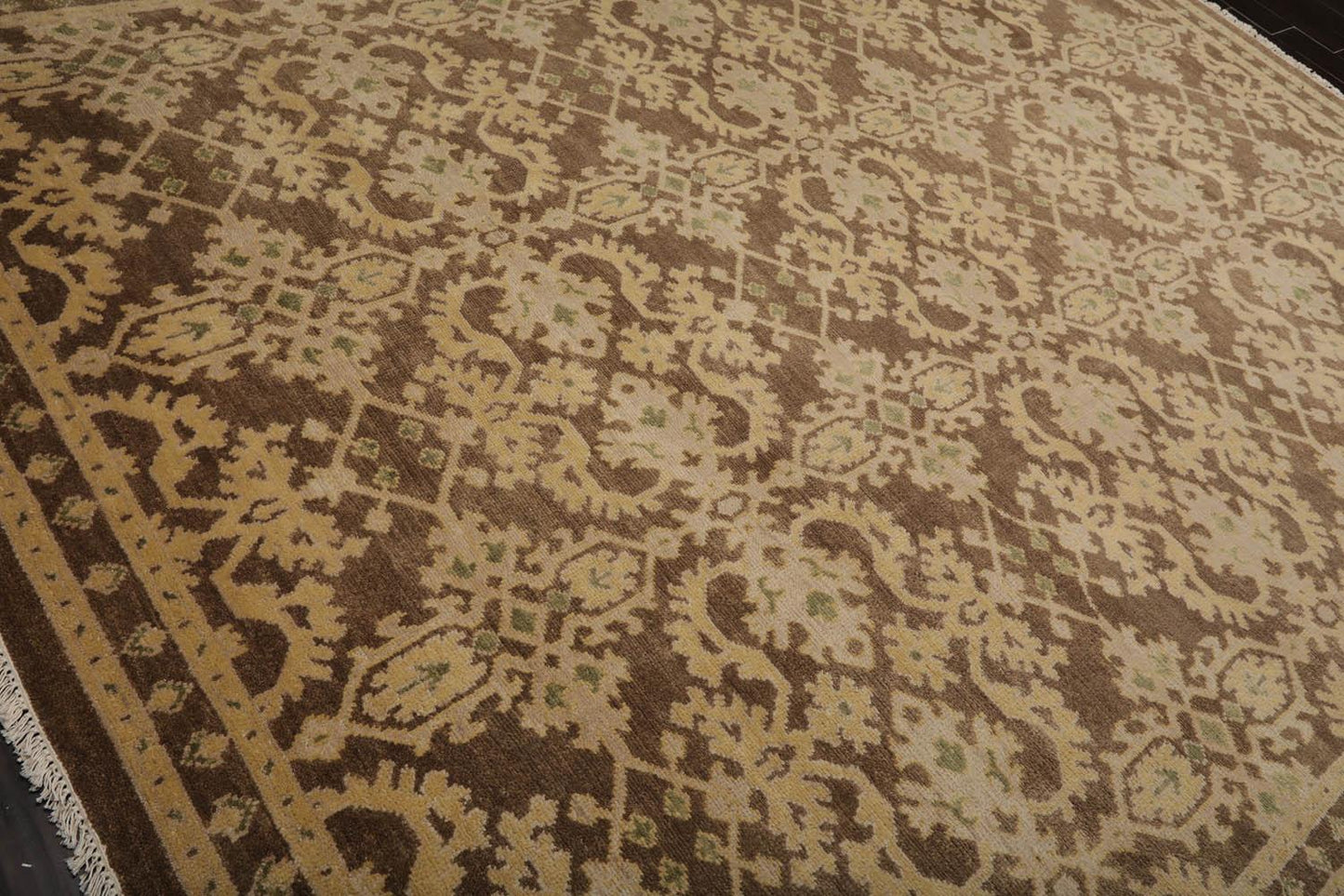 Turkish Oushak Wool 8’8" x 11’9” Hand Knotted Traditional Area Rug Brown-2