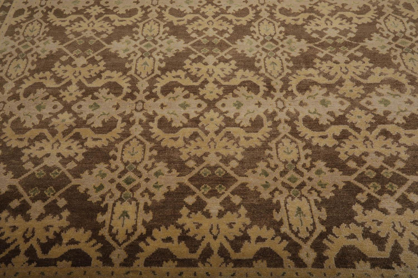 Turkish Oushak Wool 8’8" x 11’9” Hand Knotted Traditional Area Rug Brown-3