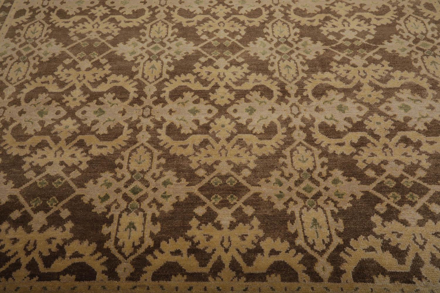 Turkish Oushak Wool 8’8" x 11’9” Hand Knotted Traditional Area Rug Brown-3