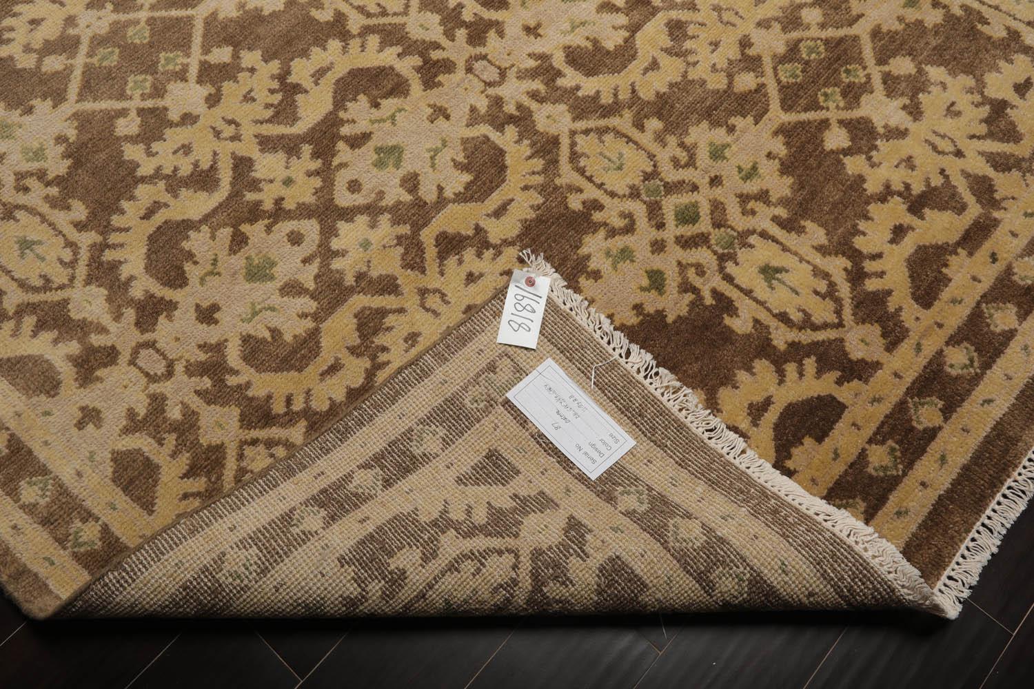 Turkish Oushak Wool 8’8" x 11’9” Hand Knotted Traditional Area Rug Brown-4