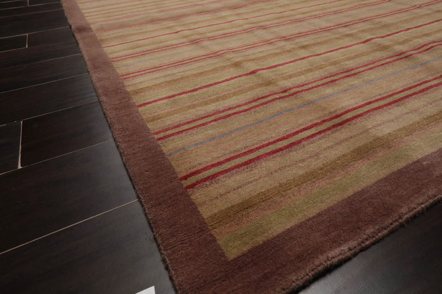 4x6 Sage Hand Knotted Tibetan Contemporary Striped Wool Oriental Area Rug-4