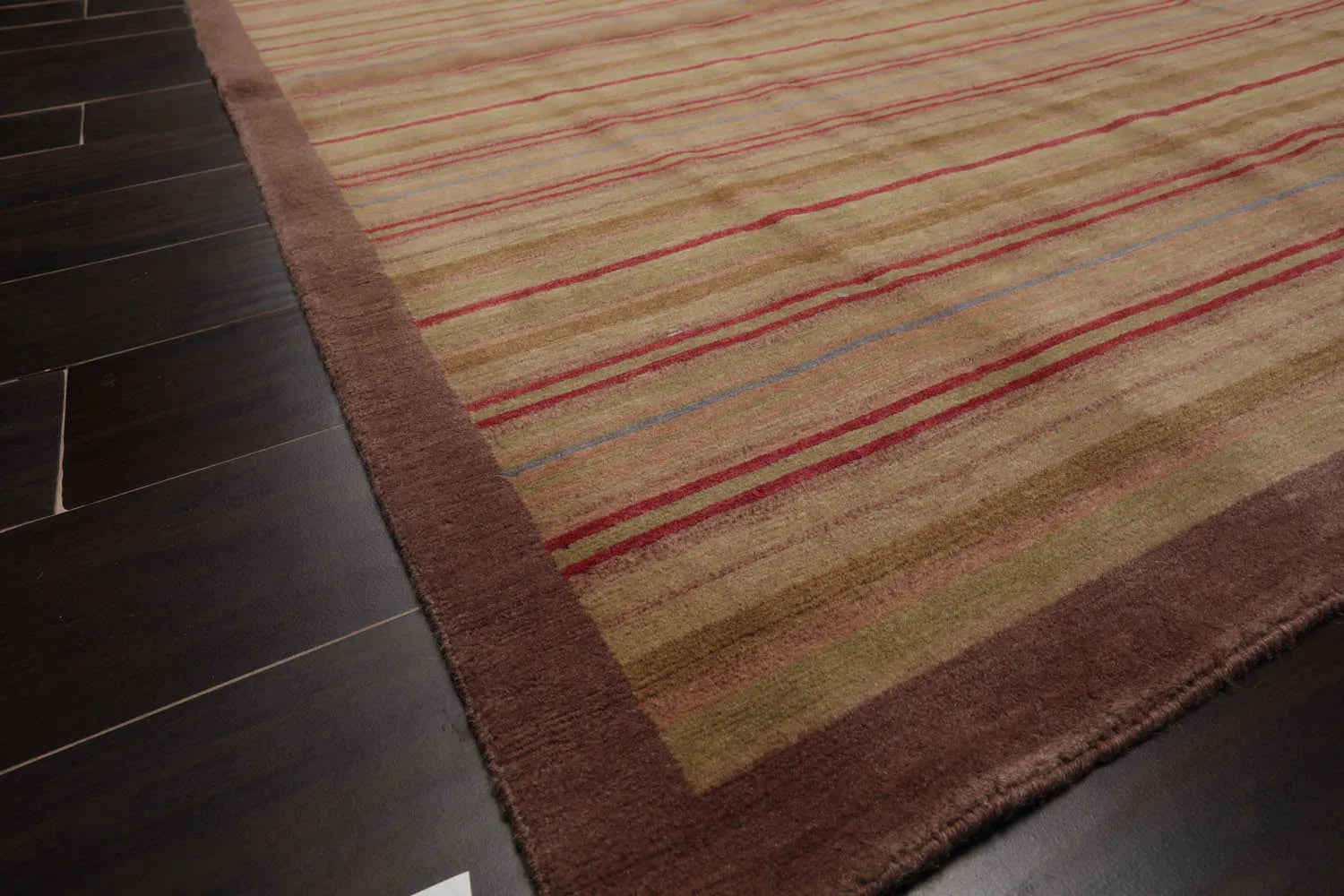4x6 Sage Hand Knotted Tibetan Contemporary Striped Wool Oriental Area Rug-4