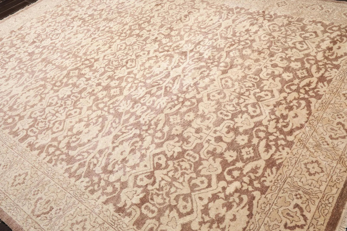9’x12’ Hand Knotted Designer Tibetan Wool Antique Reproduction Area Rug Beige-2