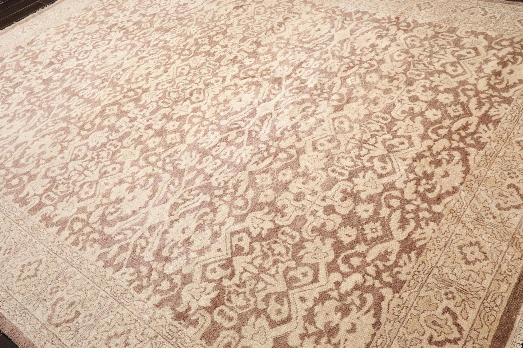 9’x12’ Hand Knotted Designer Tibetan Wool Antique Reproduction Area Rug Beige-2