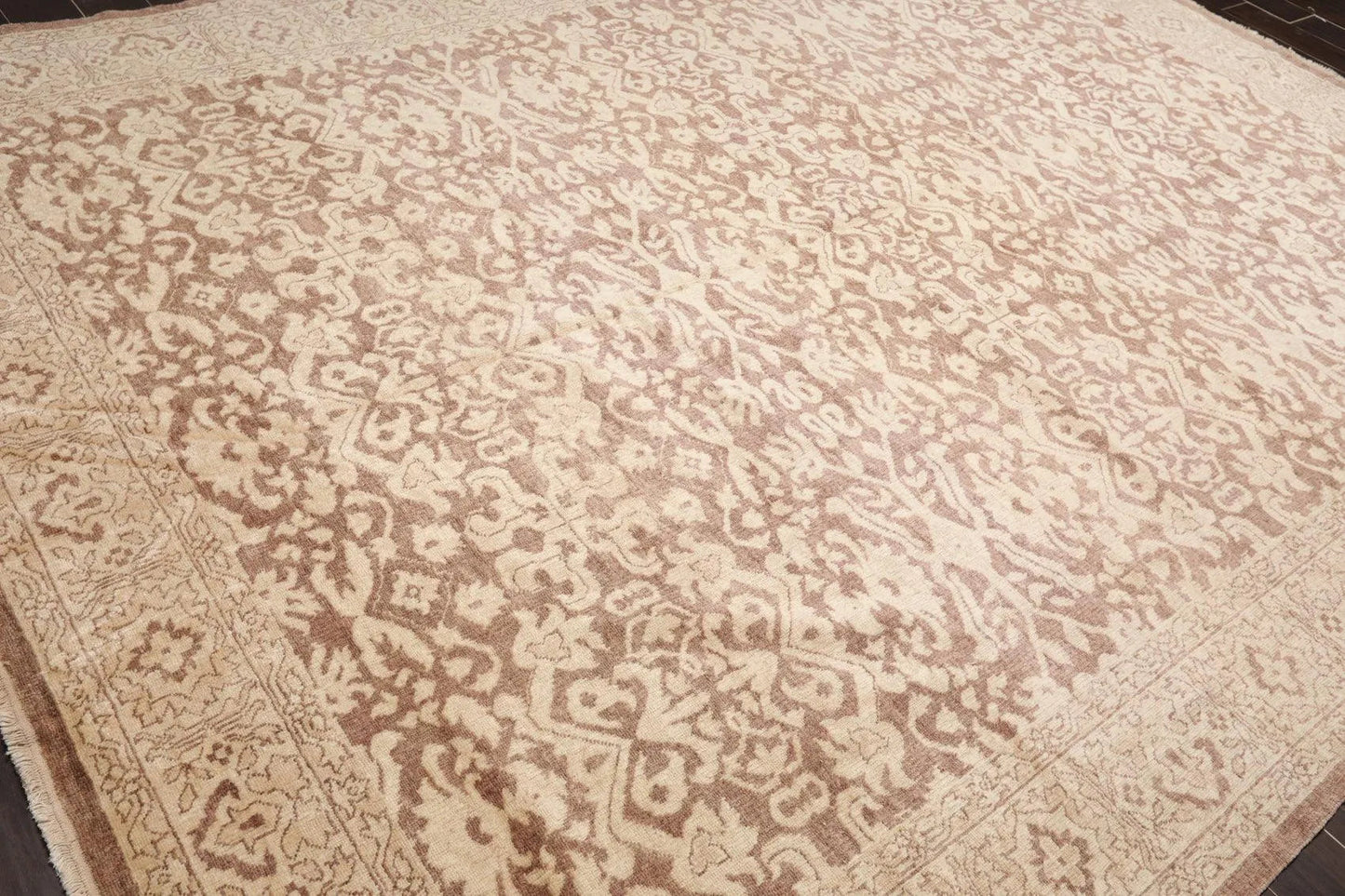9’x12’ Hand Knotted Designer Tibetan Wool Antique Reproduction Area Rug Beige-3