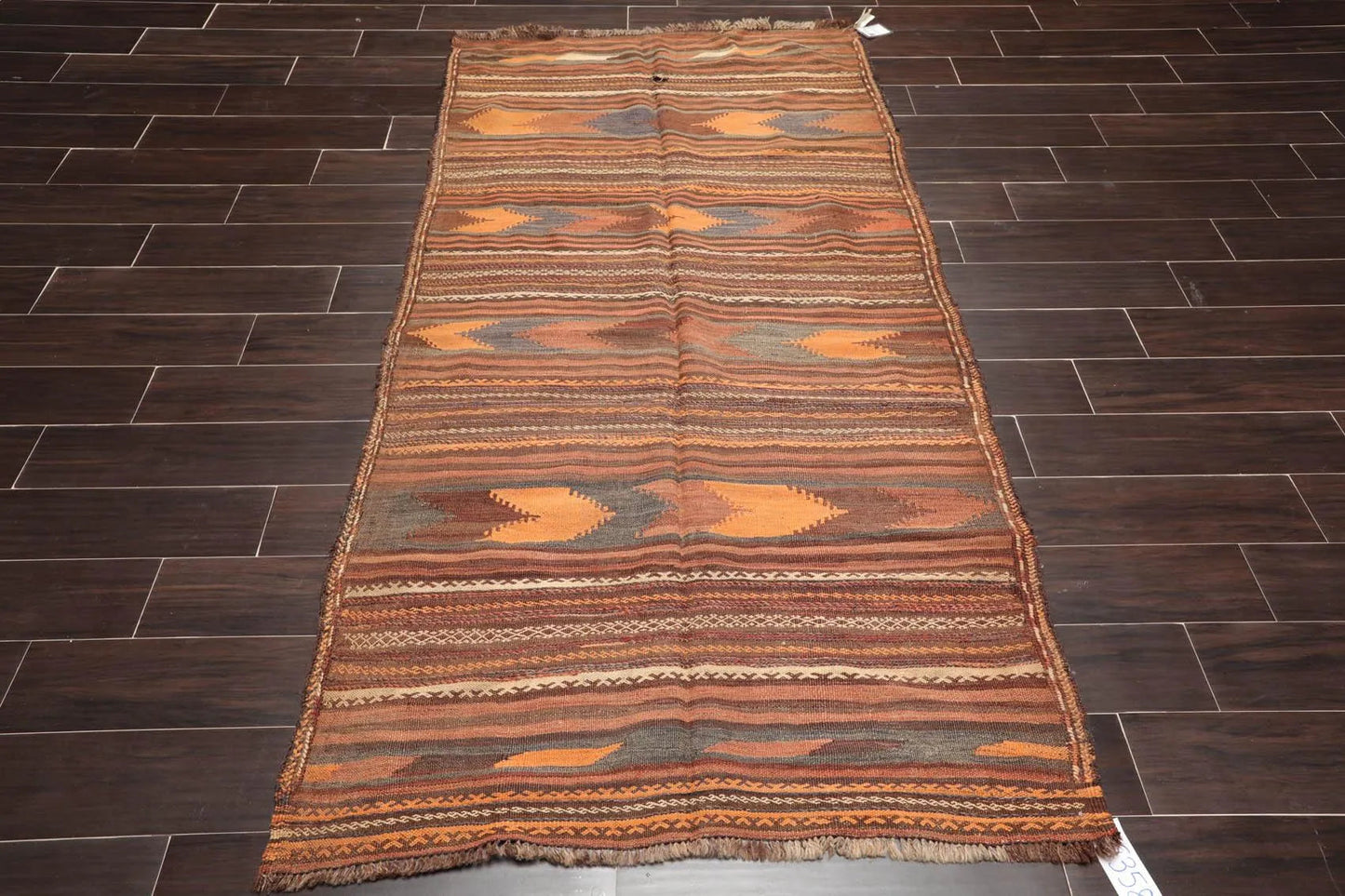 3'9''x7'2'' Vintage Hand-Woven Afghan Kilim Wool Tribal Southwestern Area Rug-1