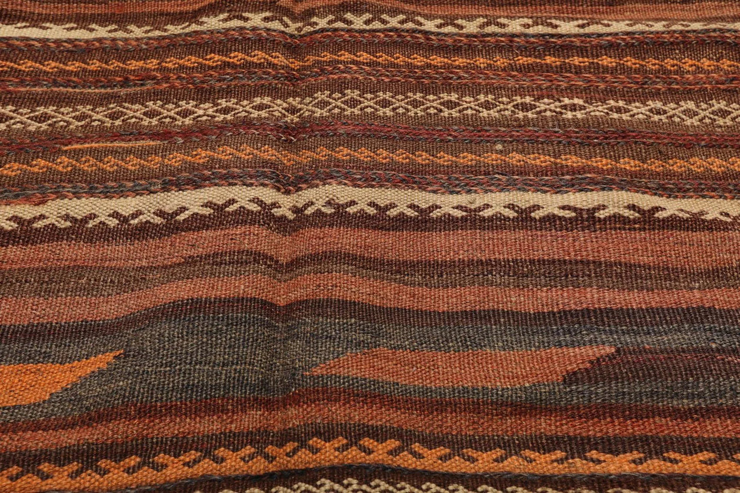 3'9''x7'2'' Vintage Hand-Woven Afghan Kilim Wool Tribal Southwestern Area Rug-3