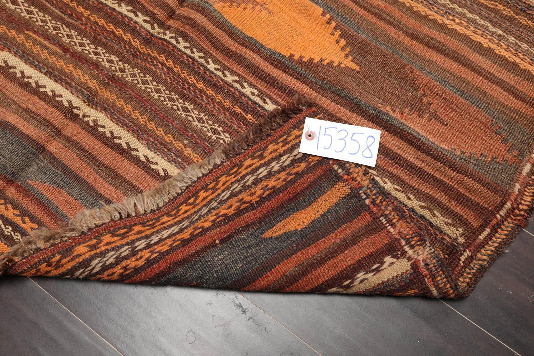 3'9''x7'2'' Vintage Hand-Woven Afghan Kilim Wool Tribal Southwestern Area Rug-4