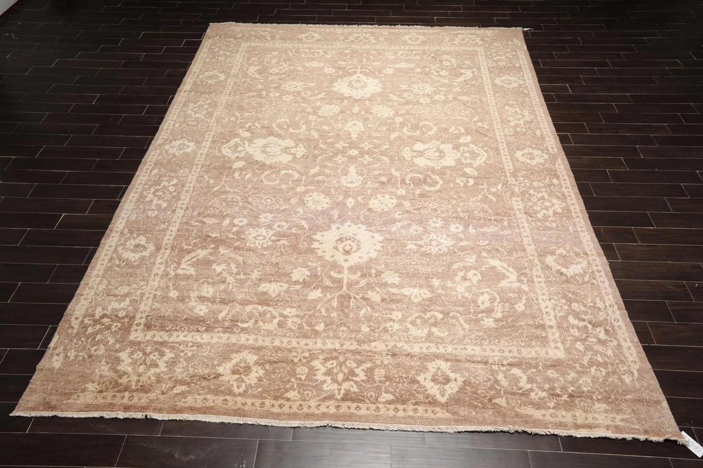 10' x 14' Hand Knotted Tibetan Antique Reproduction Erased Pattern Area Rug Brown-1