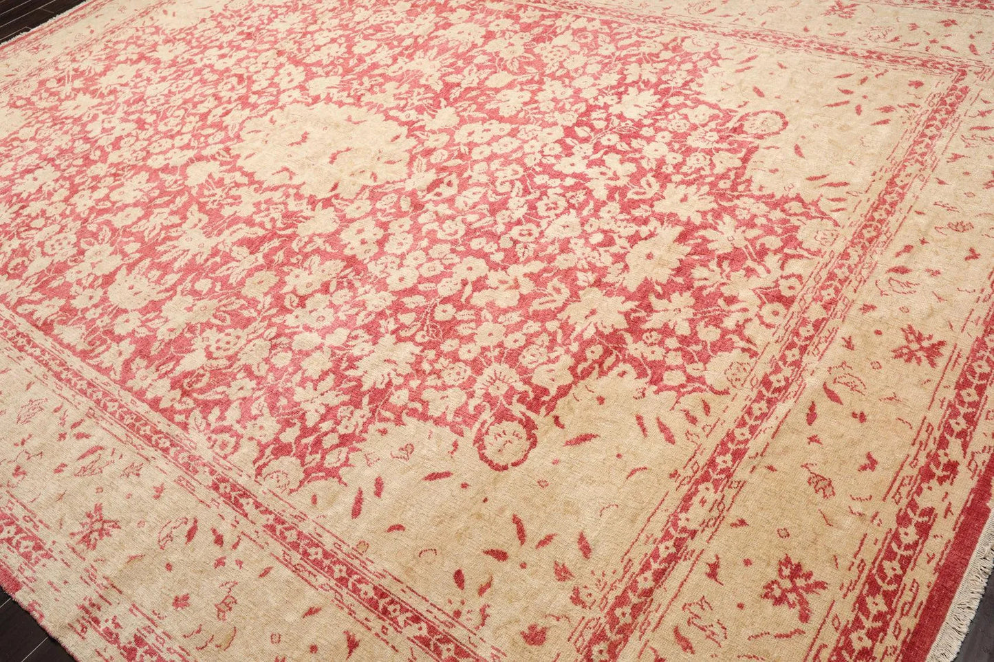 10' x14' Hand Knotted Antique Reproduction Erased Pattern Area Rug Pomegranate-2
