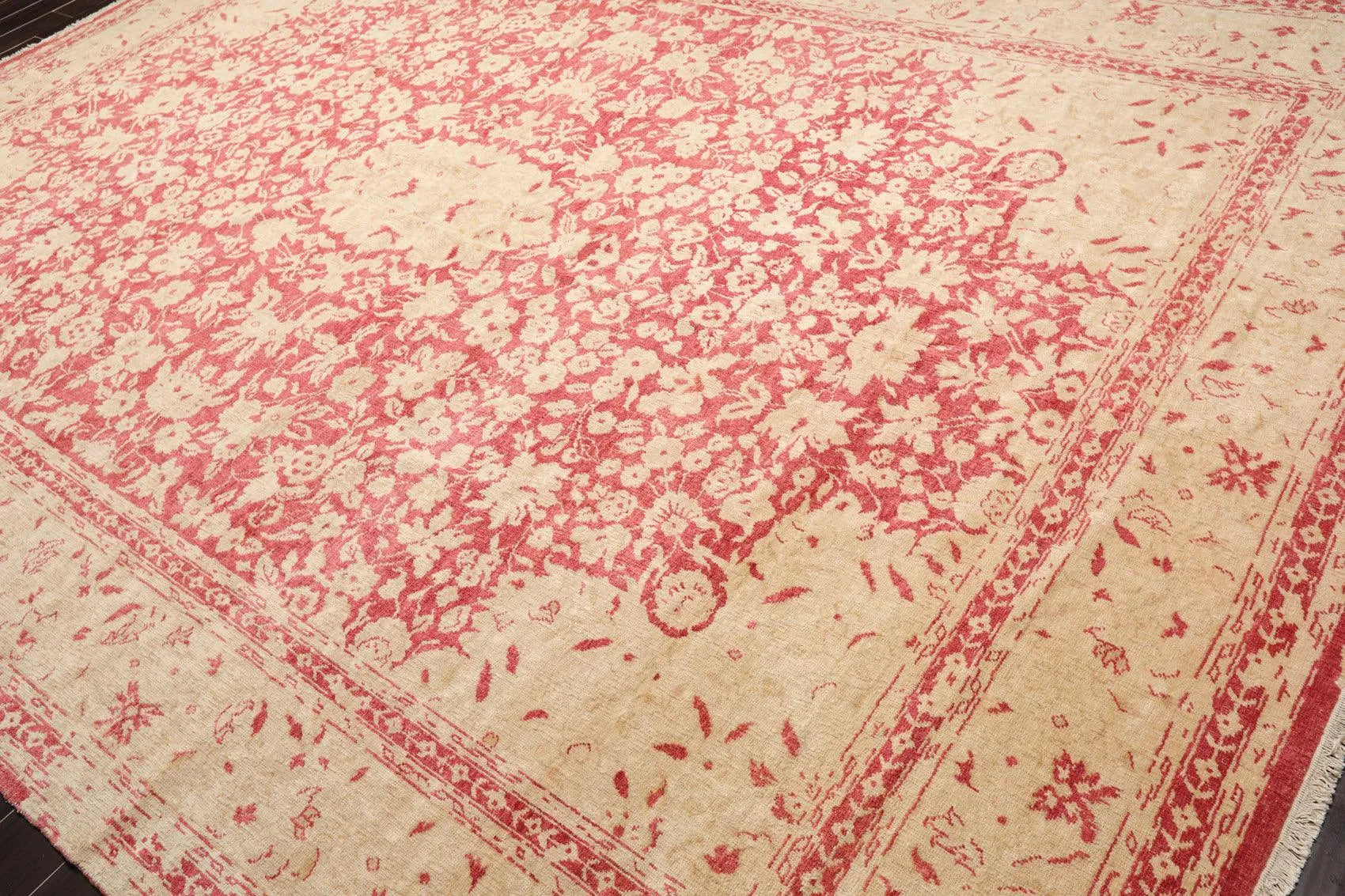 10' x14' Hand Knotted Antique Reproduction Erased Pattern Area Rug Pomegranate-2
