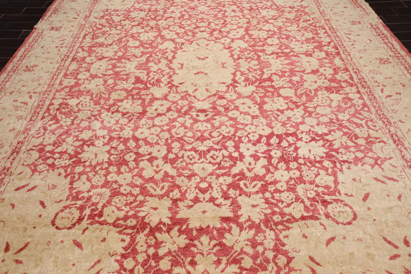 10' x14' Hand Knotted Antique Reproduction Erased Pattern Area Rug Pomegranate-4