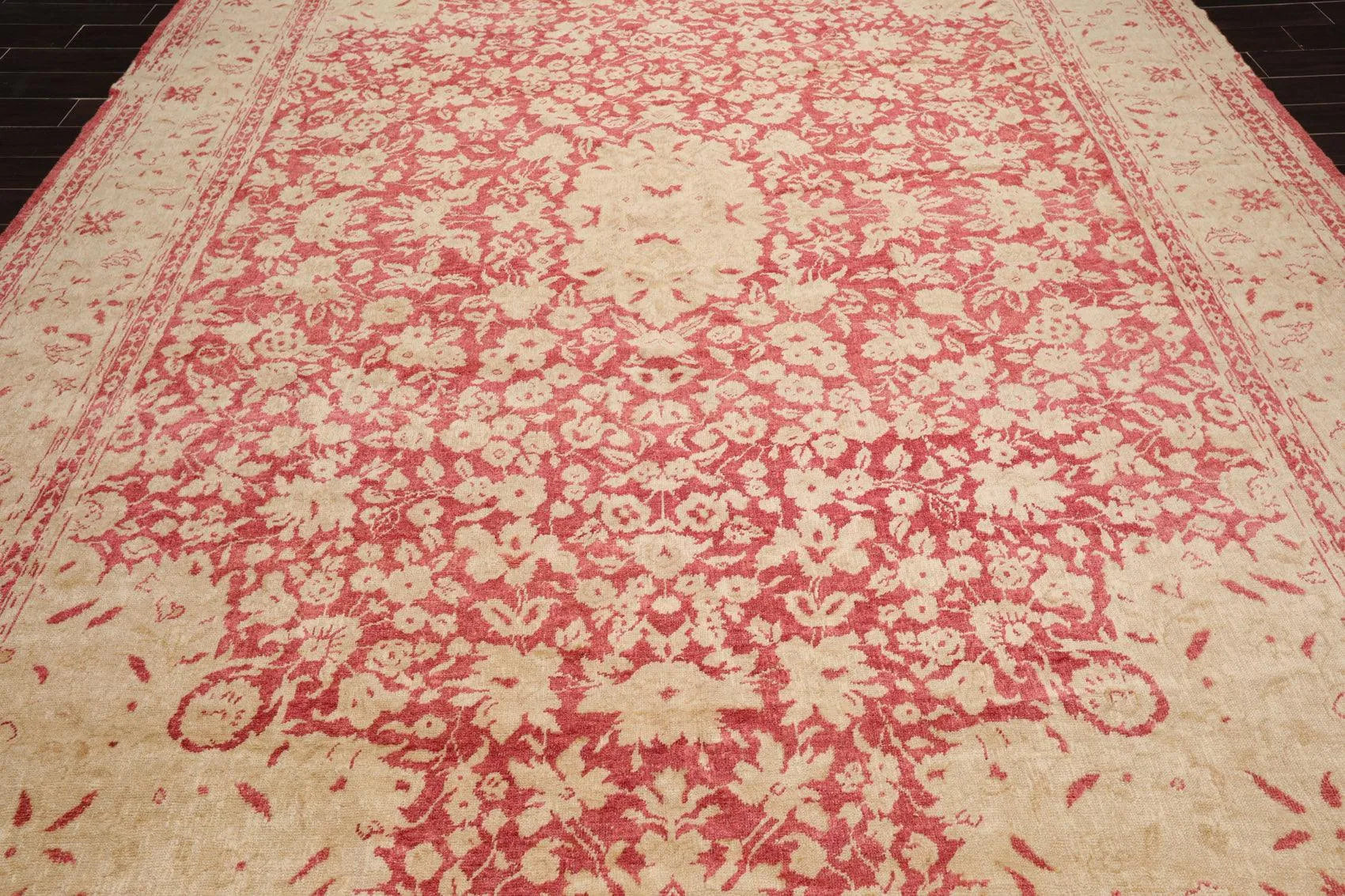 10' x14' Hand Knotted Antique Reproduction Erased Pattern Area Rug Pomegranate-4