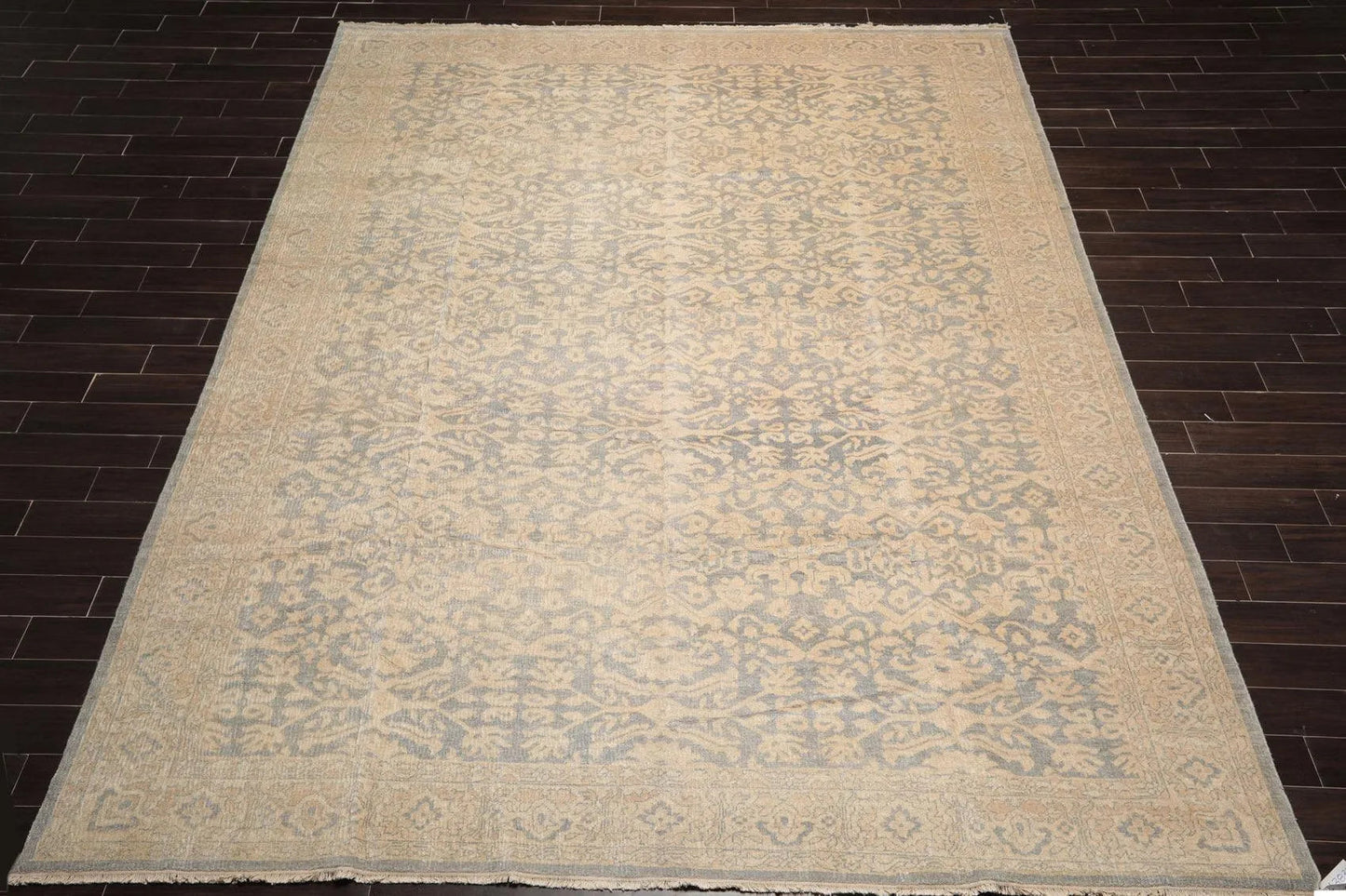 10' x 14' Hand Knotted Wool Antique Reproduction Erased Pattern Area Rug Beige-2