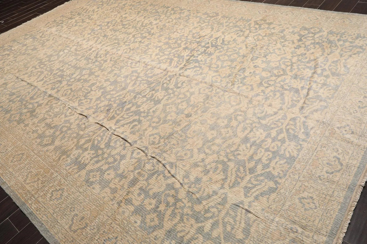 10' x 14' Hand Knotted Wool Antique Reproduction Erased Pattern Area Rug Beige-3