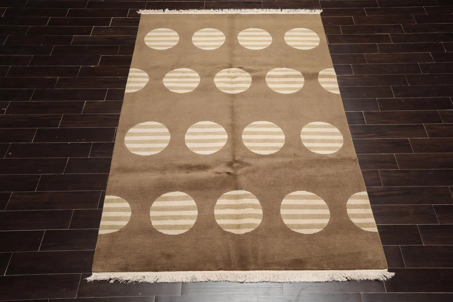 6x9 Olive Hand Knotted Art Deco Geometric Wool and Silk Oriental Area Rug-2