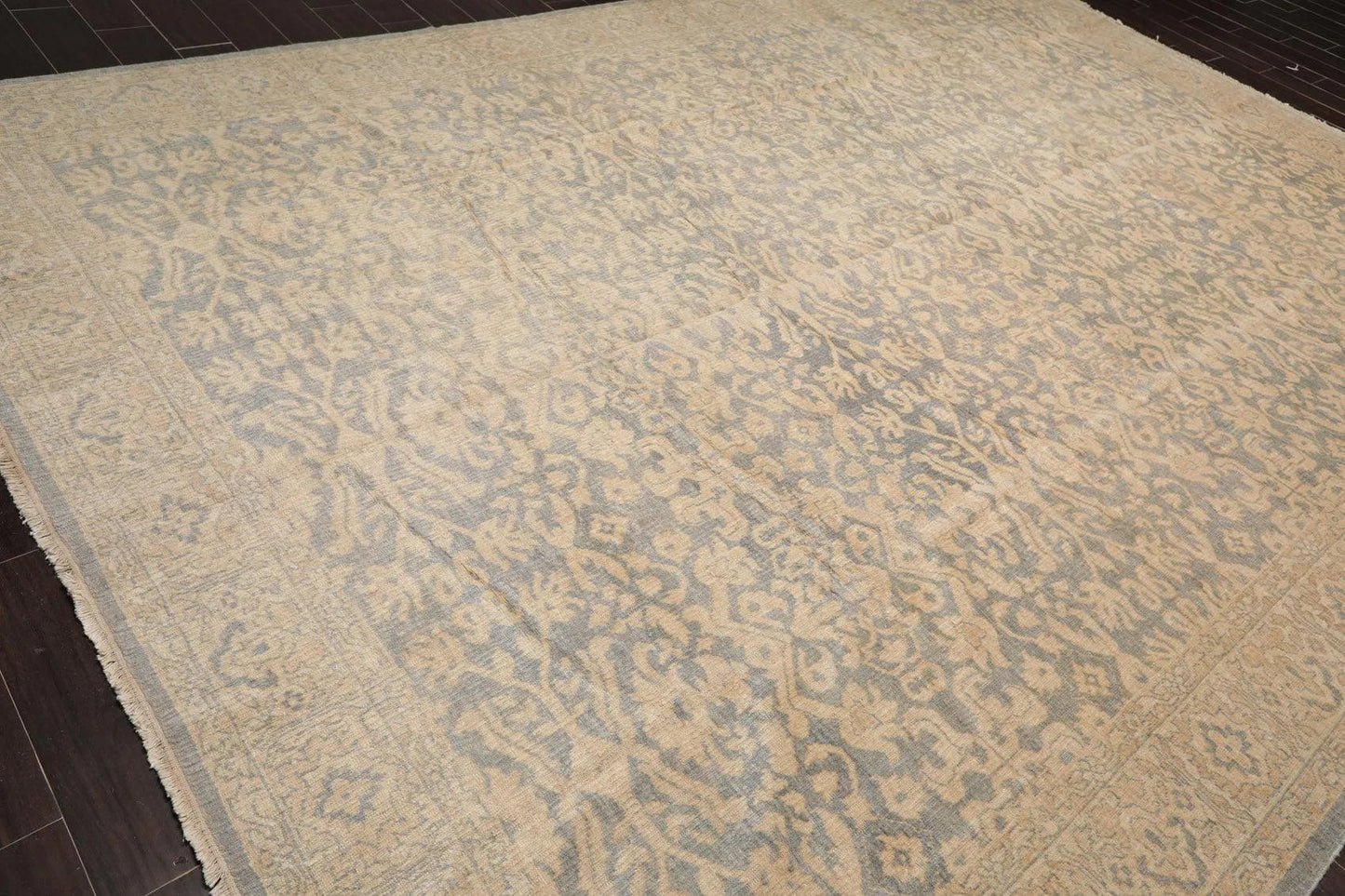 10' x 14' Hand Knotted Wool Antique Reproduction Erased Pattern Area Rug Beige-4
