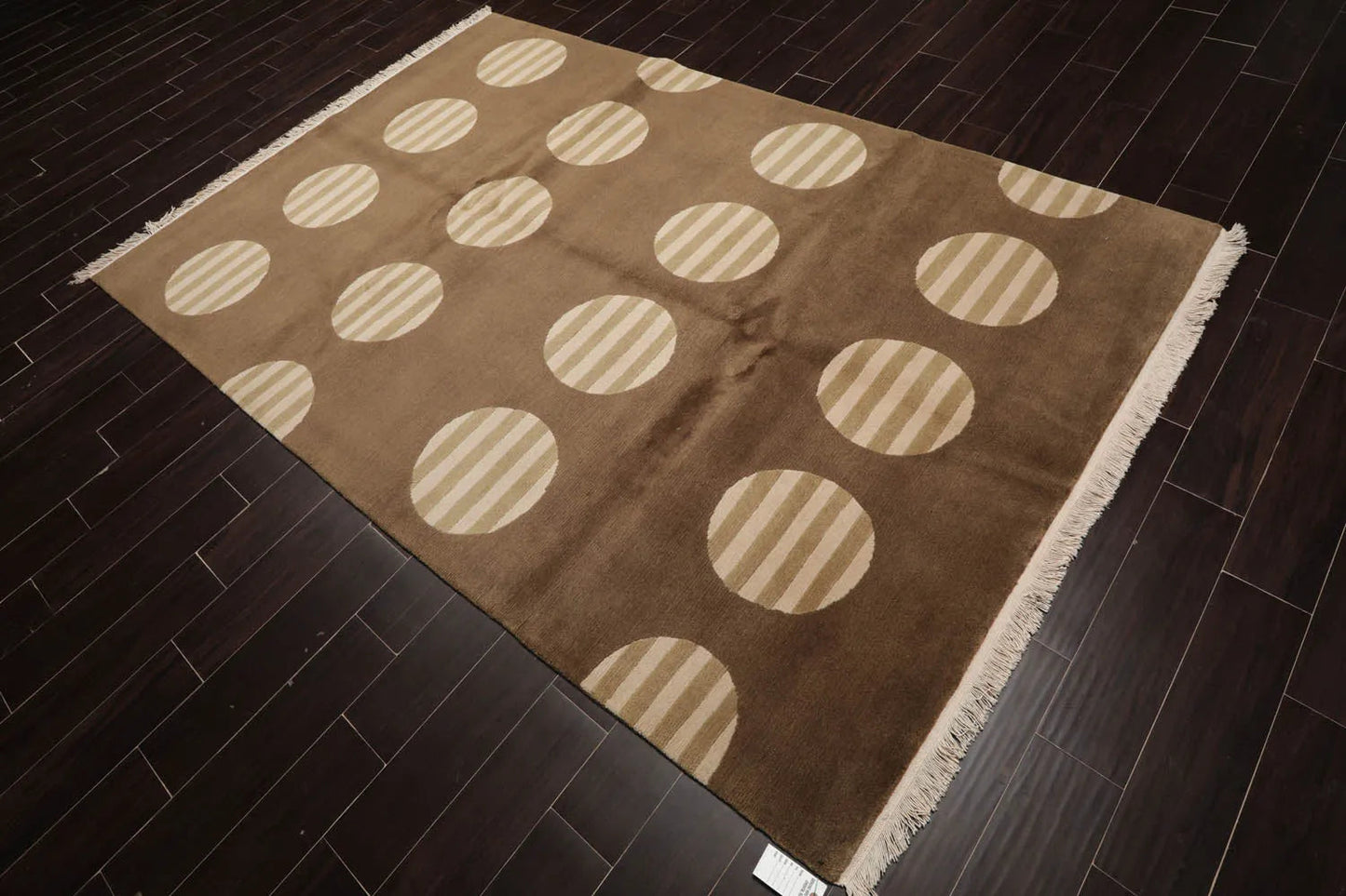 6x9 Olive Hand Knotted Art Deco Geometric Wool and Silk Oriental Area Rug-4