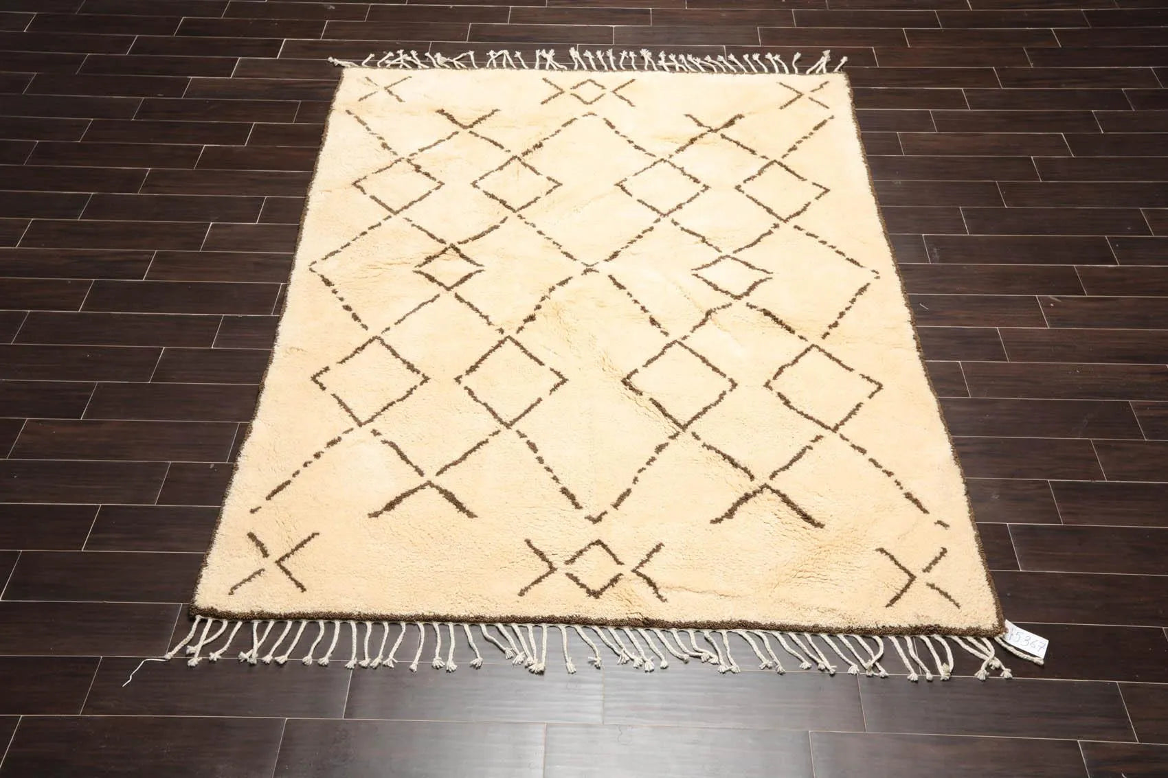 6'6'' x 8'1'' Hand Knotted Shag 100% Wool Moroccan Oriental Area Rug Ivory-1