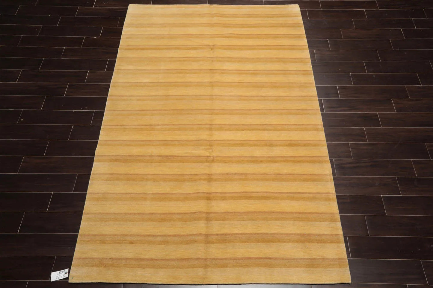 6x9 Gold Hand Knotted Tibetan Modern Striped Wool Oriental Area Rug-2