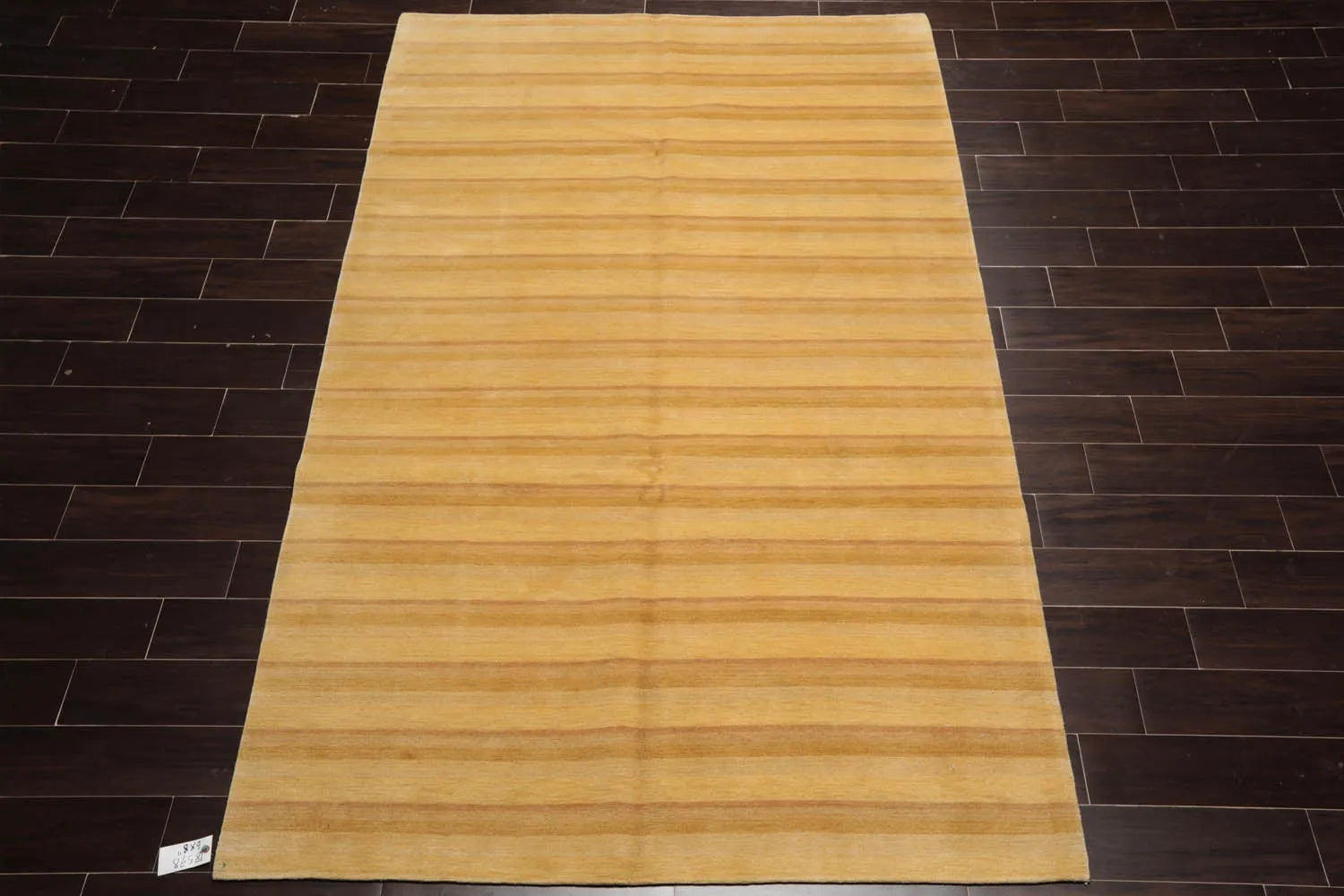 6x9 Gold Hand Knotted Tibetan Modern Striped Wool Oriental Area Rug-2