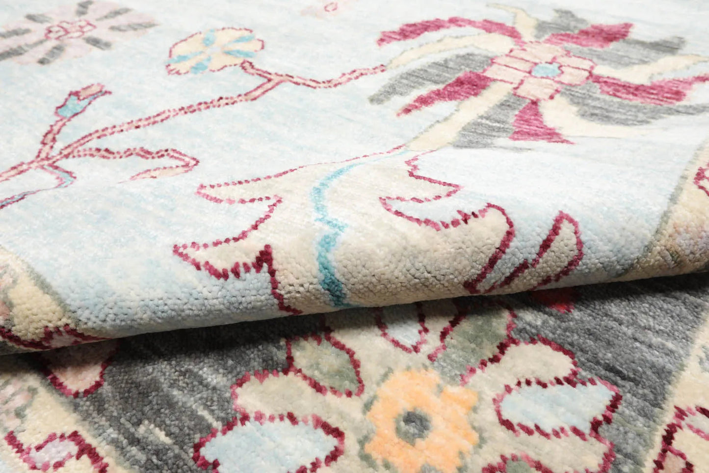 Aqua Hand Knotted Modern & Contemporary Oushak Wool Oriental Rug, LoomBloom 9'6"x12'2"-3