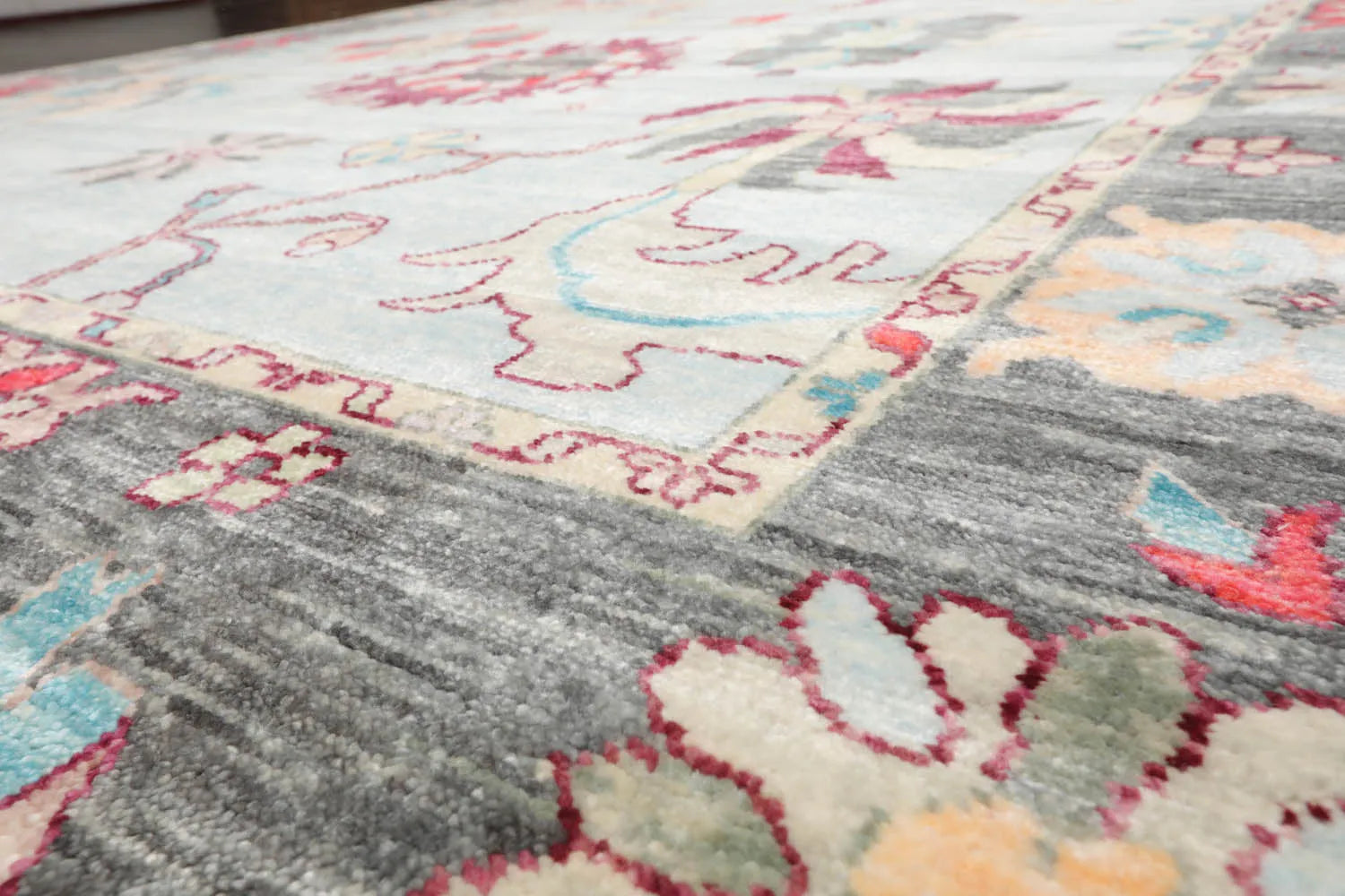 Aqua Hand Knotted Modern & Contemporary Oushak Wool Oriental Rug, LoomBloom 9'6"x12'2"-2